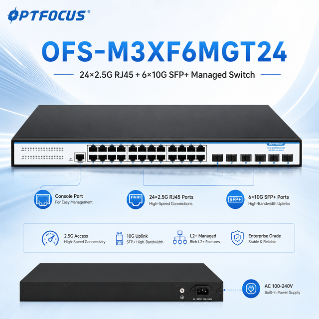 24 Port 2.5G Switch 6 Port 10G SFP+ L3 Managed Switch with VLAN QoS ACL SNMP