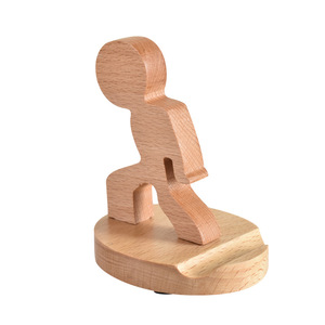 Wooden Desktop Phone <b>Stand</b> <b>Tablet</b> Holder Creative Figure Design <b>For</b> Home Office Use - Product Image 5