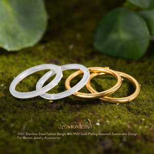 316L Stainless Steel Fashion Bangle With PVD Gold Plating Resistant Sustainable Design For Women Jewelry Accessories - Product Image 3