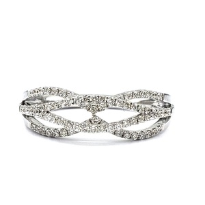 Fabricant de bijoux de Hong Kong, bague de mariage torsadée en or blanc massif 18 carats de haute qualité, véritable diamant, fête, anniversaire - Product Image 1