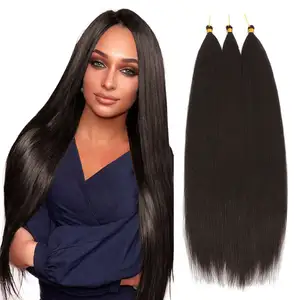 Vente en gros pas cher 28 pouces de long résistant à la chaleur solide Ombre doux en vrac Yaki cheveux synthétiques raides pour le tressage