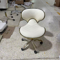 Silla de Esteticista para Salón de Belleza, Silla de Pedicura con Ruedas para Técnicos y Clientes de Spa de Uñas