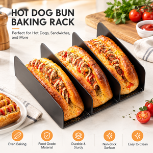 Teglia per panini hot dog in acciaio al carbonio, stampo antiaderente per baguette, supporto resistente al calore per teglie per panini, utensili da forno - Product Image 1