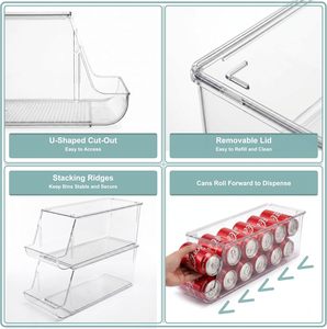 Organisateur de canettes de soda pour réfrigérateur avec couvercle, empilable, en plastique sans BPA, design européen - Product Image 4
