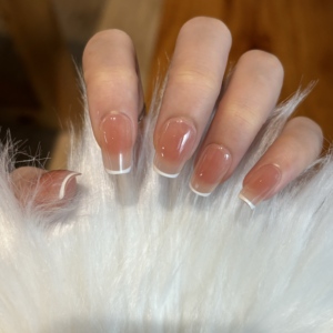 <span class=keywords><strong>Uñas</strong></span> Postizas Acrílicas Cortas en Forma de Ataúd, Color Rosa Nude con Punta Francesa, <span class=keywords><strong>Elegantes</strong></span> para Uso Diario, Estilo Stiletto Cuadrado, Venta al por Mayor - Product Image 3