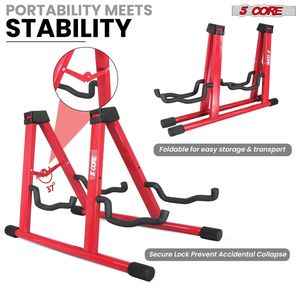 Soporte Doble para Guitarra Db 5 Core, Metálico Rojo, Ajustable, Plegable, Universal, para Guitarra Acústica, Eléctrica, Bajo y Mandolina - Product Image 5