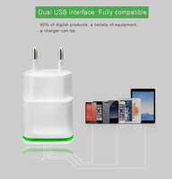 Aksesori Ponsel Adaptor Pengisi Daya Dinding USB Port Ganda 3 Pak 2.1A/5V dengan Lampu Malam LED