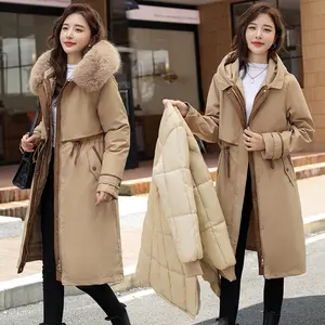 Vente chaude 2023 Hoodies Puffy Coton Doudoune Rembourré Hiver Mode Long 2 Pcs Parkas Femmes Vers Le Bas Manteaux