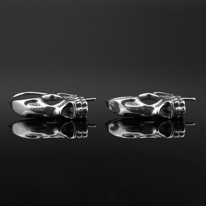 Pendientes de Aro con Forma de Calavera Personalizados de Acero Inoxidable 316L, Venta Directa de Fábrica, OEM ODM, Joyería de Moda - Product Image 3