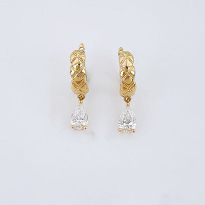Nuevos <span class=keywords><strong>Pendientes</strong></span> de Diamantes Cultivados en Laboratorio con Diseño de Cascada de Gotas de Rocío Atemporales, Oro Amarillo de 18K, Elegancia Romántica Retro, <span class=keywords><strong>Pendientes</strong></span> Tipo Ear Hugger para Mujer - Product Image 1
