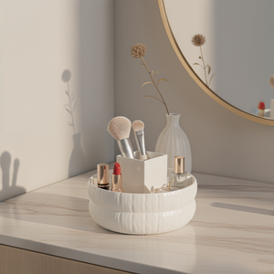 Boîte de rangement rotative pour pinceaux de maquillage série Puff, boîte en plastique, rangement anti-poussière, organisateur de cosmétiques, design moderne, pour la maison, pas <span class=keywords><strong>cher</strong></span> - Product Image 4