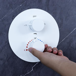 Robinet de douche thermostatique à 2 poignées avec cartouche céramique, pour installation encastrée, avec pommeau de douche pluie, pour salle de bain - Product Image 2