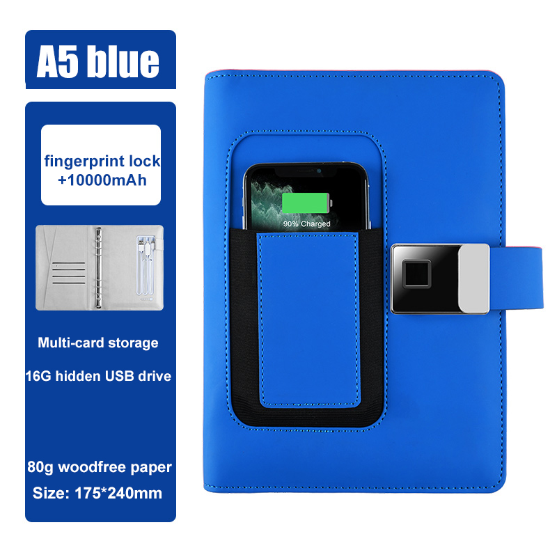 Azul + Bloqueo de huellas dactilares + 10000mAh + 16GB