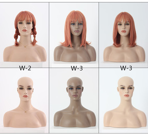 Personnalisé en fibre <span class=keywords><strong>de</strong></span> verre réaliste mannequin <span class=keywords><strong>tête</strong></span> <span class=keywords><strong>buste</strong></span> perruque headblack <span class=keywords><strong>femme</strong></span> mannequin <span class=keywords><strong>tête</strong></span> brun mannequin - Product Image 5