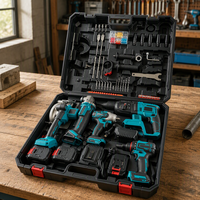 Kit combiné d'outils électriques sans fil 21V 5-en-1 sans balais : perceuse, visseuse, marteau, meuleuse, clé à chocs