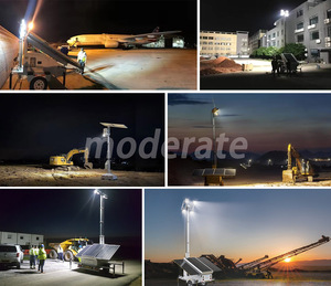 Ba năng lượng mặt trời bảng điều khiển tháp chiếu sáng cao mast xách tay 4 đèn LED di động nhẹ Lũ lụt tháp ánh sáng để bán - Product Image 5