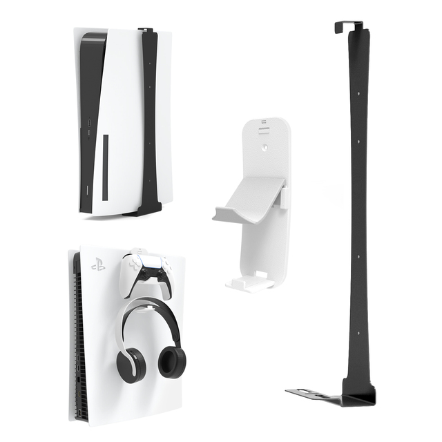 Adhesive Wall Mount Gaming Peripheral Organizer - Adjustable Controller Headset Holder Universal for Console Accessories