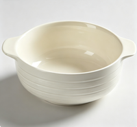 Bol à soupe en céramique blanche à double anse, grand bol simple, bol à nouilles de grande capacité de style japonais, grand bol et assiettes