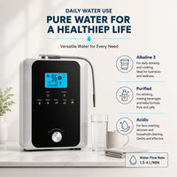 Ioniseur d'eau alcaline et acide EHM-859, modèle domestique de table, 11 plaques, panneau en verre noir, cadre argenté brossé
