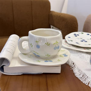Ins Style Japanese Ceramic <b>Coffee</b> Cup Saucer Hand-painted Irregular Cup - Product Image 4