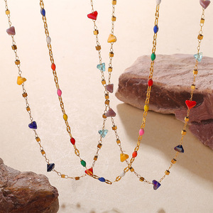 Gold Plated <b>Beaded</b> <b>Necklace</b> With Colorful Crystal Rhinestones Bohemia Style Women's Party Jewelry Gift - Product Image 3