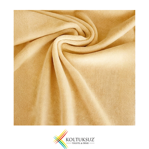 Premium Yellow Color 240gsm Cotton Knitted Velour Fabric 80% Cotton 20% Polyester Wholesale 180cm Fabric Roll OEM service - Product Image 1