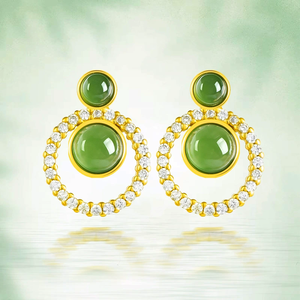 Auténticos pendientes de jade natural verde espinaca y jadeíta para mujer, hechos de plata S925 con incrustaciones de jade. - Product Image 4