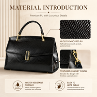 Tas Tangan Wanita Kulit PU Embos Custom, Tas Selempang, Tas Bahu, Warna Hitam, Tas Kantor, Grosir, OEM, Label Pribadi
