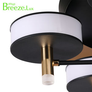 Ventilateurs de plafond LED modernes personnalisables noir clair + or télécommande multifonction acrylique pour chambre restaurant cuisine décor - Product Image 4