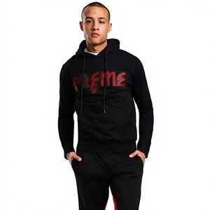 Custom <b>Men</b> Thick French Terry Transfer RhineStone Streetwear Bedazzled Bling Rinestoned Full Zip Logo Winter 100% Cotton Hoodie - Product Image 1