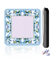 Tapis de Mahjong Américain Carré de 31,5 Pouces, Motif Floral Hortensia Moderne et Luxueux, Antidérapant avec Dos en Caoutchouc, Pliable – Offre Spéciale