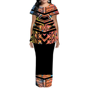 कम कीमत कस्टम महिलाओं ओ-गर्दन पोशाक टोंगा प्यूलेलेसी पोशाक <span class=keywords><strong>2</strong></span> टुकड़ा पॉलिनेशियन कपड़े बड़े आकार के छोटे आकार की लेटी हुई पोशाक - Product Image 2