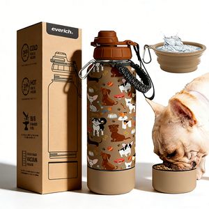 Botella de Agua Portátil para Perros 3 en 1 de 2025 con Tazones de Acero Inoxidable Aislado para Comida y Bebida para Viajes al Aire Libre - Product Image 1