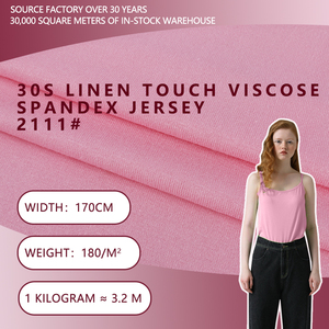 Tissu tricoté extensible en jersey simple de viscose toucher lin 180 g/m² Air Jet Spun, largeur 170 cm, pour t-shirts d'été, débardeurs et hauts basiques - Product Image 2