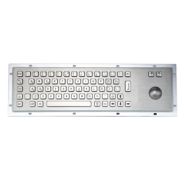 Industrial 67-Keys Stainless Steel Keyboard Waterproof Rugged Metal Trackball Kiosk