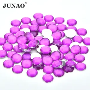 JUNAO 4mm 12mm Neon Round Crystals Wholesale Price Resin Sliver Base Rhinestones Flatback Gemstones For Handbags