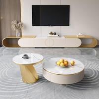 Table basse rétractable de meuble TV de luxe minimaliste moderne français combinaison pour salon meubles de maison