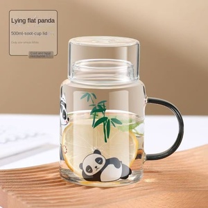 2025 nhiệt đới xử lý công suất lớn cốc thủy tinh với nắp xách tay hộ gia đình uống cup đối với phụ nữ và nam giới của Tea Cup Ấm đun nước - Product Image 1