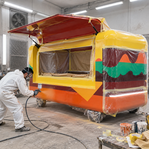 Chariot de restauration mobile sur le thème des burgers, avec grande fenêtre de service escamotable, pour la vente de nourriture de rue en extérieur - Product Image 5