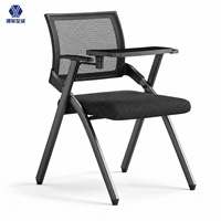 Chaise de formation pliable confortable et portable, chaise de conférence en tissu empilable et pliable avec tablette d'écriture, commande en gros