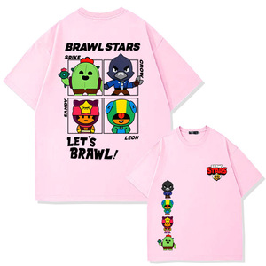<span class=keywords><strong>Brawl</strong></span> <span class=keywords><strong>Stars</strong></span> Wilderness <span class=keywords><strong>Brawl</strong></span> Cartoon Anime T-shirt a maniche corte in puro cotone Abbigliamento estivo alla moda per studenti adolescenti - Product Image 4