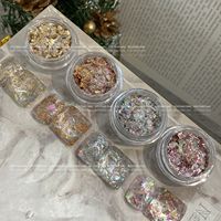 1Jar Irrégulier Feuille Opale Nail Glitter Sequins Sparkly Gradient Symphony Polarized Flakes Silver Gold Mixed Nail Decoration