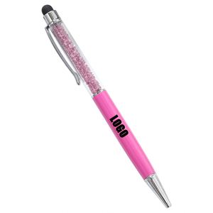 Wholesale Novelty Personalized <b>Stylus</b> Diamond Crystal Pen With Custom Logo Stone Inside Metal Twisted Touch Ball Point Ballpoint - Product Image 1