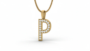 Trendy Natural Diamond Alphabet P Unisex Pendant Personalized Initial <b>Letter</b> <b>Gold</b> Jewelry with Real Diamonds Fine Jewelry - Product Image 3