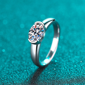 Bague Moissanite d'oeuf de <span class=keywords><strong>pigeon</strong></span> américain europé<span class=keywords><strong>en</strong></span> simple pour femme Bague de fiançailles <span class=keywords><strong>en</strong></span> argent sterling 925 plaqué or Cadeau de Noël - Product Image 2