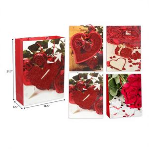 ถุงของขวัญวันวาเลนไทน์ขนาด 16.5"X21.7"X6.5" 72 ชิ้น/กล่อง ดีไซน์รูปหัวใจสุดโรแมนติกและหรูหราสำหรับคนพิเศษของคุณ - Product Image 1