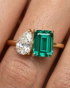 Classic Custom Luxury Fashion Women's <b>Rings</b> Trendy Anniversary Gift Pear Cut <b>Open</b> Diamond 14k Gold Lab Grown RIZTA JEWELS - Product Image 1