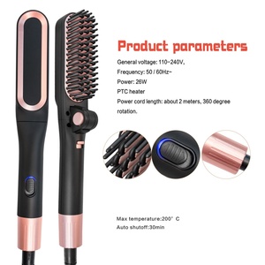 Men's Foldable Electric Straightening <b>Comb</b> Plastic Bristle Beard Straightener Brush for Hotel Use - Product Image 2