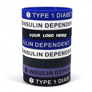 Pulseras de Identificación Médica de Silicona Personalizadas para Diabéticos Tipo 1 Dependientes de Insulina, para Seguridad y Conciencia - Product Image 1