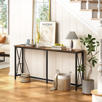 Salon couloir entrée canapé en bois en forme de X cadre en métal canapé Table étroite longue Console Table avec prises et ports USB